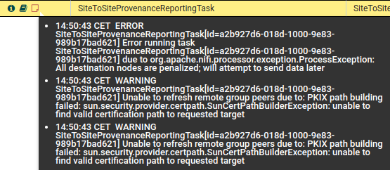 Error messages given by S2S Reporting Task which has certificate issues